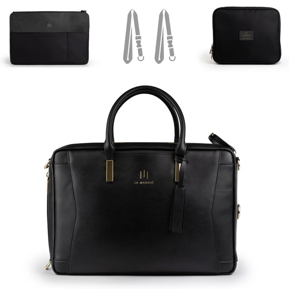 🆕 La Mansio One Half-Pack Modular Travel Bag Black Saffiano Leather Retail $567 - Picture 8 of 8